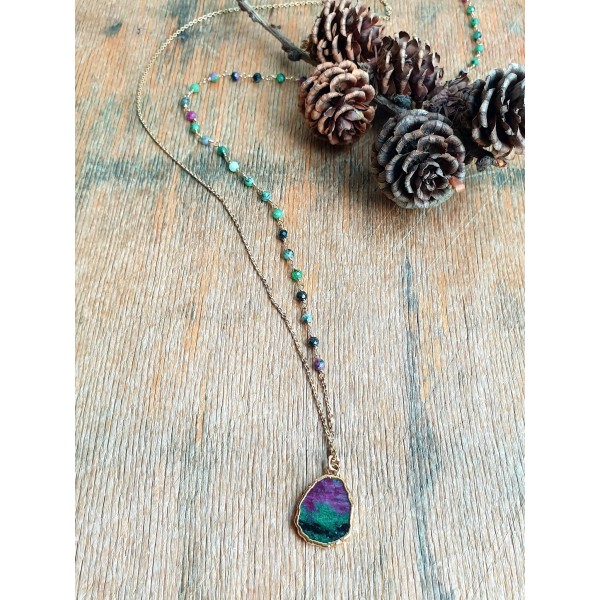 Hanka IN ilgas kaklo papuošalas su zoisitu